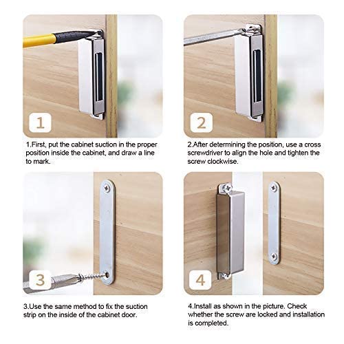 Mousike Cabinet Magnets 30lb Black Door Magnets with Strong Magnetic for Kitchen Cupboard Wardrobe Closet Cabinet Door Drawer Latch 4 Pack 4x6 - 4pack