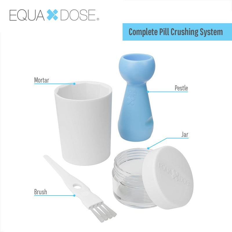 EQUADOSE Pill Crusher for Adults, Seniors & Pets, Pug Tablet Grinder Pulverizer for Feeding Tubes, Pet Meds, Easy Swallowing, Fine Powder Crusher for Medications, Travel-Friendly and Easy to Use