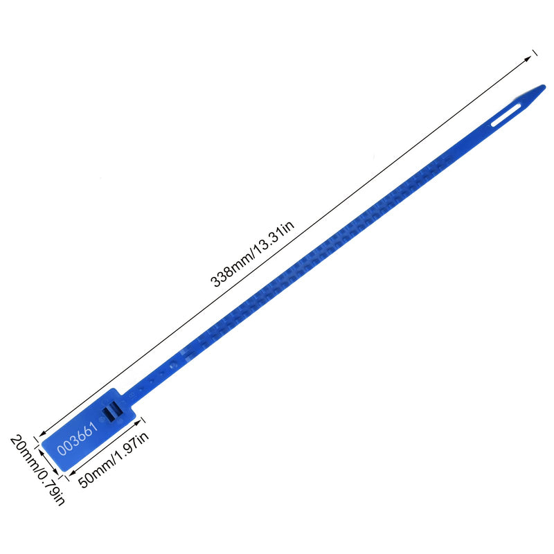 Heavy Duty Plastic Security Seals Self Locking Tamper Evident Shipping Seals Numbered Security Tags Pull Tight Securing Straps Truck Trailer Seals Length 337 mm 13.2" (Blue 100 PCS) Blue
