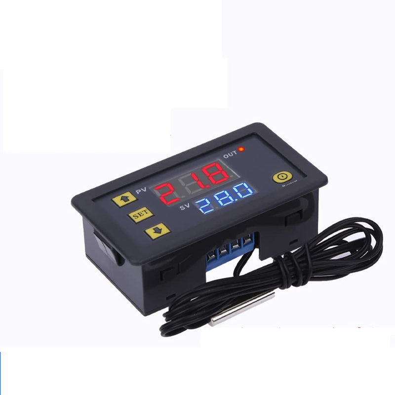 W3230 Digital LED Temperature Controller Module Digital Thermostat Switch with Waterproof Probe Programmable Heating Cooling Electronic Thermostat Range from -50℃ to 120℃ (110V 10A ) (2 Pieces) AC 110V
