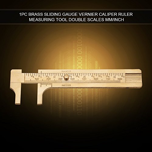 Gauge Vernier Pocket Caliper Handy Brass Sliding Gauge Brass Vernier Caliper Ruler Measuring Tool Double Scales mm/inch Mini Bead Wire Jewelry Measuring (80mm/3.14in)