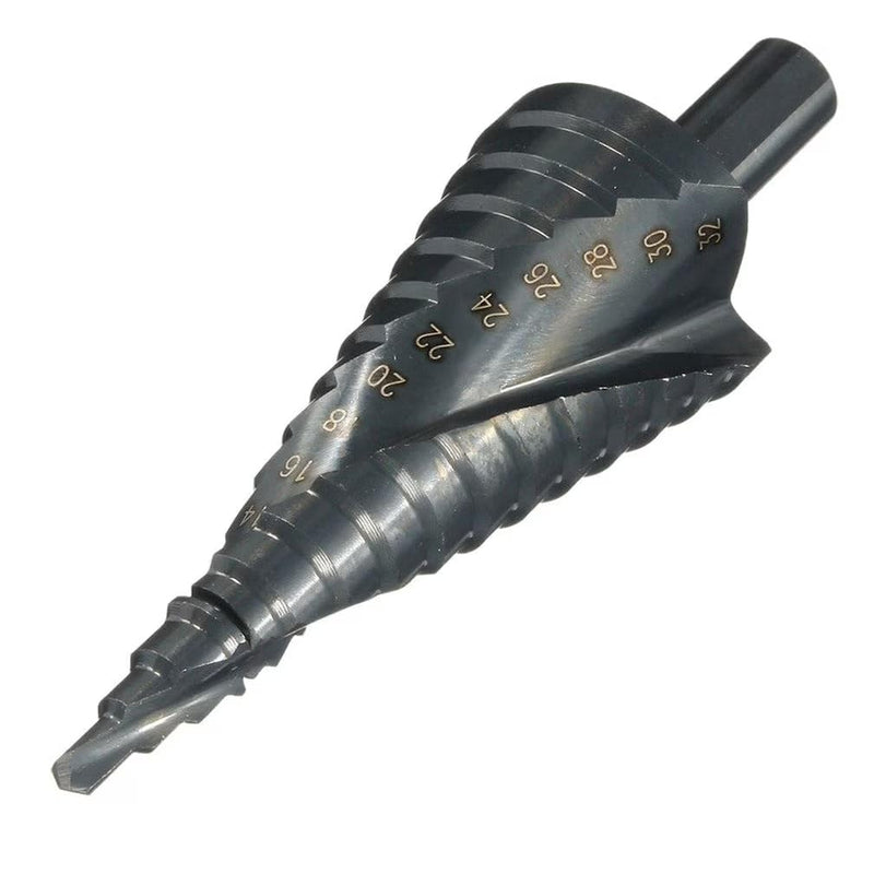 TeuntaRealX Step Drill Bit 4–32mm for Metal & Stainless Steel, High Speed Steel Spiral Cone Drill Bit, Titanium Coated Industrial Hole Cutter