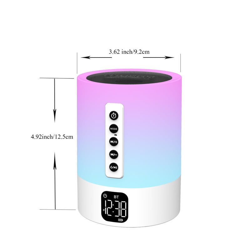 Alarm Clock Bluetooth Speaker, Night Light White Noise Machine Touch Bedside Lamp with Alarm Clock for Kids Multi-Color Changing Night Light Xmas Gifts for Teenage Girls Boys Women Teen Girl Gifts
