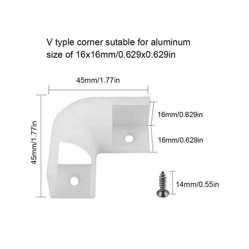 HAMRVL Led Aluminum Channel Corner Kit for Led Strip Lights L Shape 45x45 90 Degree Connectors Suit for V Shape Kitchen Cabinets LED Aluminum System 16x16mm with Screw Angle Turning Solution V style 90 degree