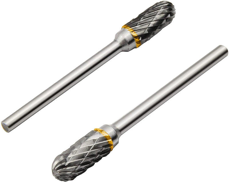 10 Pieces Tungsten Carbide Double Cut Rotary Burr Set with 3 mm (1/8 Inch) Shank and 6 mm (1/4 Inch) Head Size