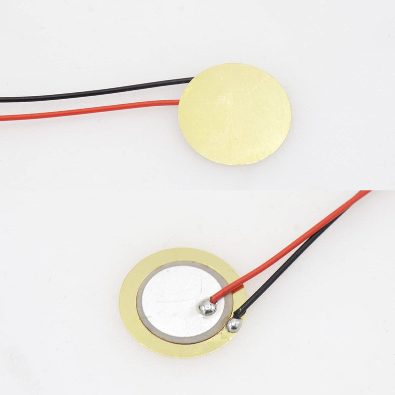 Pack of 20 Piezo Disc, 20mm Piezo Discs Transducer with 3.94inch Leads, Acoustic Contact Microphone Piezo Pickup, Piezo Elements for Drum Triggers Microphone Trigger Element CBG Guitar