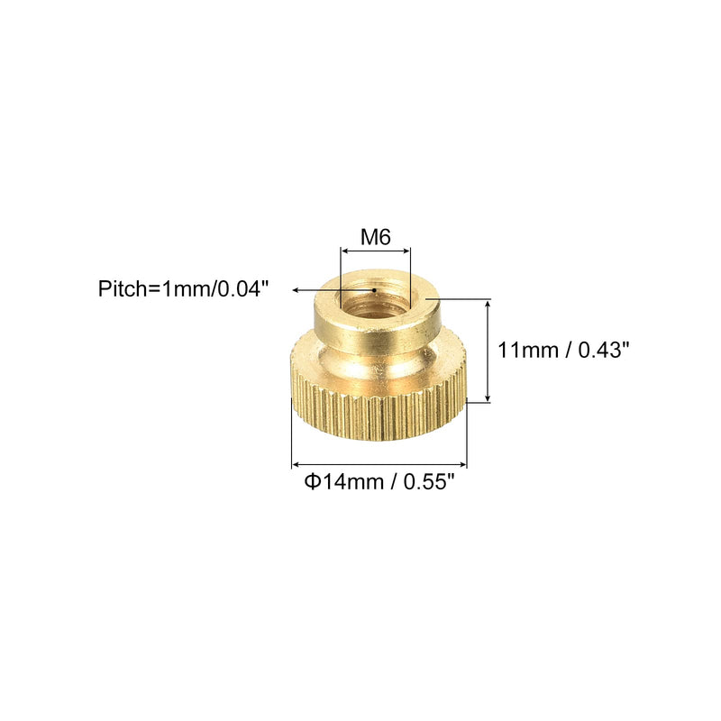 uxcell Brass Knurled Thumb Nuts, M6x1mm Round Stepped Knobs Fasteners for 3D Printer, Electronic Equipment 8Pcs 8
