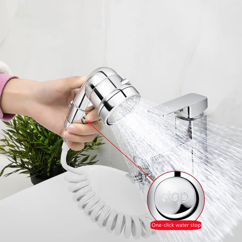 Sink Faucet Hose Sprayer Attachment, Handheld Shower Faucet Diverter, 3-Gears Water Outlet Mode and a Water Stop Function Hose Shower Set for Kitchen Faucet, Bathroom, Laundry Room,Pet Bathing