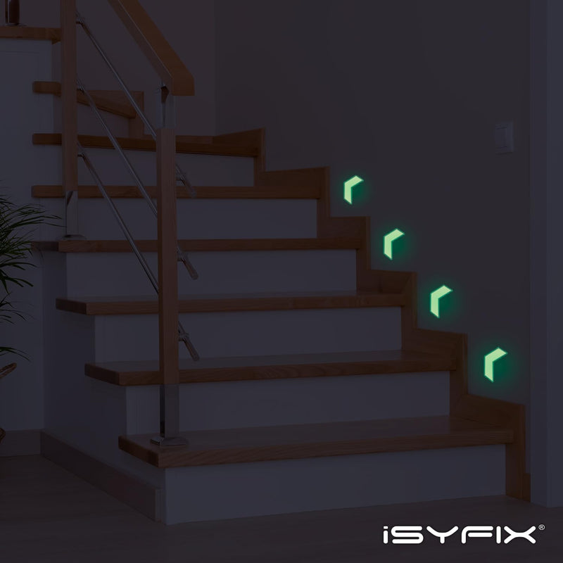 iSYFIX Glow in the Dark Arrow Stickers - 30 Pack, 4x2 Inch - Premium Self-Adhesive Photoluminescent Vinyl, Safety Sticker, Perfect to mark Stairs, Exits, Steps, Garages, Home, Office, Switches & Walls