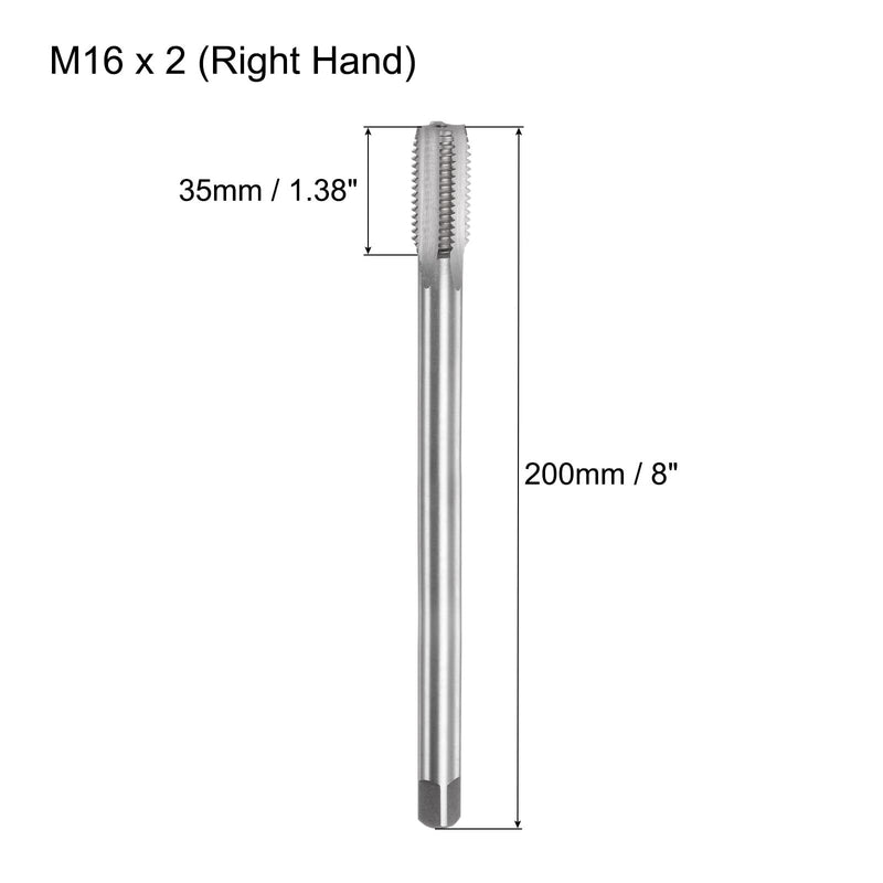 uxcell Metric Thread Tap M16 x 2 H2 200mm Extra Long Straight Flute Screw Thread Milling Machine Taps Threading Tapping Repair Tool M16 x 2 x 200mm