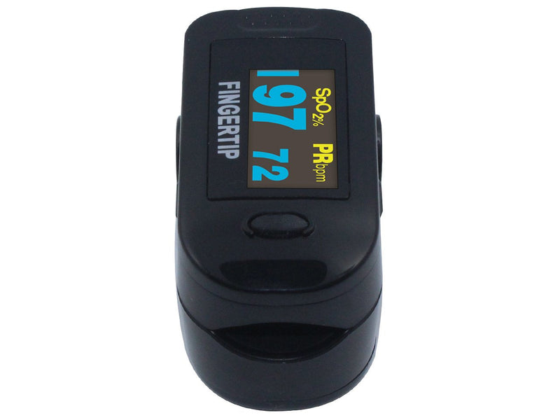 Concord Fingertip Deluxe OLED Pulse Oximeter with 6 way Reversible Display - Blood Oxygen Saturation Monitor with Carrying Case, Batteries and Lanyard - Easy to Use, Accurate SpO2 (Black Ox)