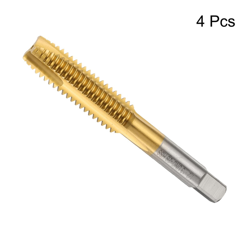 uxcell 4pcs 1/2-13 UNC B2 Spiral Point Thread Tap, Screw Tap Threading Tapping Tool, Titanium Coated 6542 High Speed Steel Machine Taps Tapping Bit