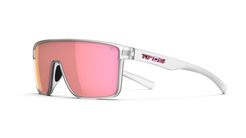 Tifosi Sanctum Sunglasses, Ideal For Cycling, Golf, Hiking, Running, Tennis & Pickleball, Lifestyle Satin Clear (Pink Mirror) Smoke
