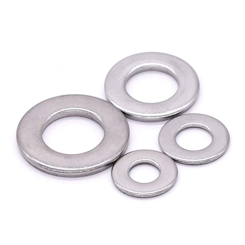 #6 Stainless Steel Flat Washer (0.16" ID, 0.39" OD), 304 Stainless Steel 18-8, Bright Finish, Pack of 100 6#