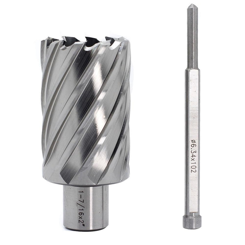 OSCARBIDE 1-7/16"x2 HSS Annular Cutter 3/4" Weldon Shank Mag Bit | 2 Flat Shank | 1-7/16"Cutting Diameter | 2"Cutting Depth | Burr-Free Holes | Rapid Chip Removal | Precision Ground Edges