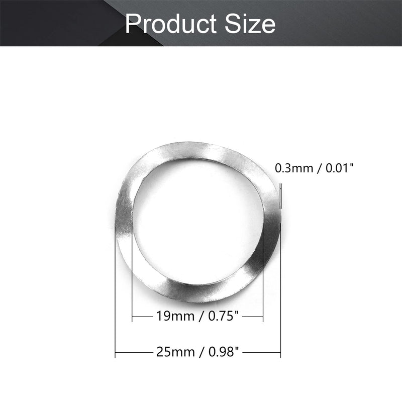 MroMax 304 Stainless Steel Wave Spring Washer-0.98" x 0.75" x 0.01"(ODxIDxT) Sealing Gasket for Screw Bolt Metallic for Home Decoration, Outdoor Construction Silver 10PCS M19 x 25mm x 0.3mm 10