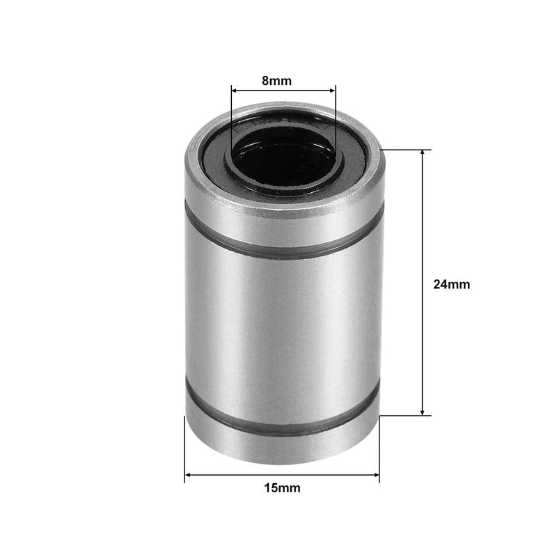uxcell LM8UU Linear Ball Bearings 8mm Bore 15mm OD 24mm Length for CNC Machine 3D Printer 4pcs 4