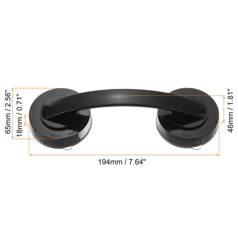 uxcell Suction Cup Door Handle, 1Pcs - ABS Shower Door Handle, Adhesive Push Pull Armrest for Bathroom Sliding Glass Door Refrigerator (Black, 194x65mm) Black
