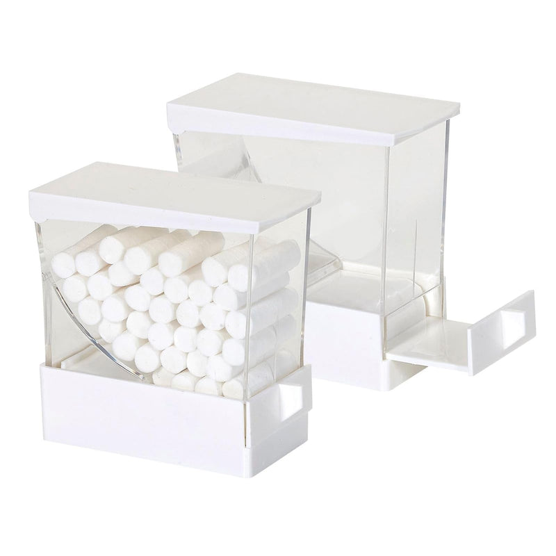 Dental Cotton Roll Dispenser, YOUYA DENTAL Professional Press on Plastic Cotton Roll Holder Organizer for Home Dental Pharmacy Dentist Cotton Roll Storage Box with Nonslip Base for Dental Lab Press White