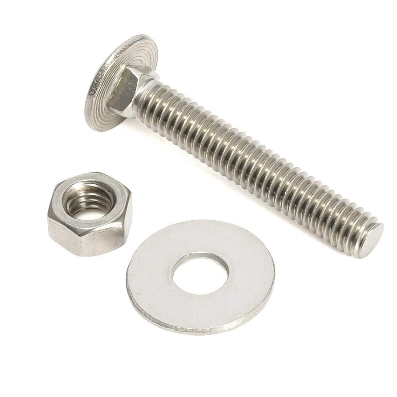 1/4-20 x 1-1/2" Carriage Bolts and Nuts Flat Washers Kit Round Head Square Neck Screws, Stainless Steel 18-8 (304), 10 Sets 1/4-20 x 1-1/2"