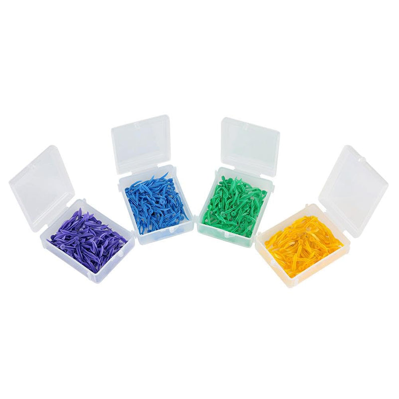 Jadeshay Dental Wedges, 400pcs 4 Box 4 Color Disposable Plastic Wave Shape Dental Fixing Wedge with Hole for Professional Dental