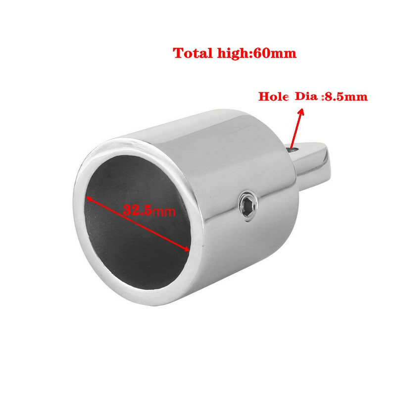 1-1/4 inch(32.8 mm) Bimini Top Cap Eye End Boat Fitting Stainless Steel 316 Boat Marine Hardware Fits 1-1/4 inch O.D. Round Tubing,2Pcs 32