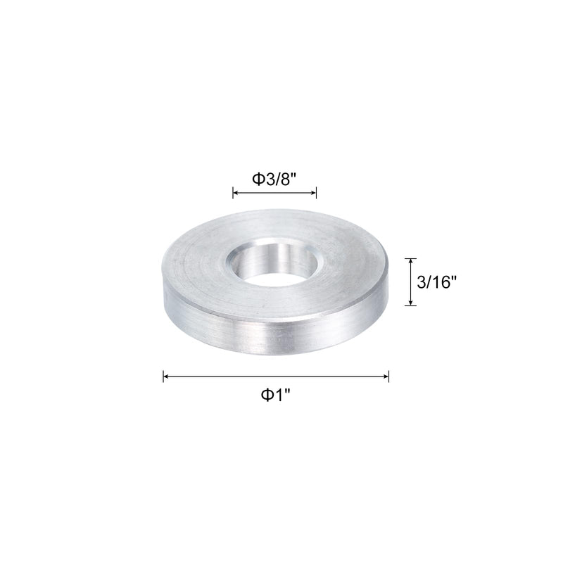 uxcell 5pcs Aluminum Spacer 3/8" Bore x 1" OD x 3/16" Length Screw Standoff Bushing Plain Finish Round Metal Spacer for 3/8 ID Screws Bolts and Rods 3/8" x 1" x 3/16" Silver Tone