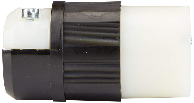 Leviton 5369-C 20 Amp, 125 Volt, Connector, Industrial Grade, Straight Blade, Grounding, Black-White