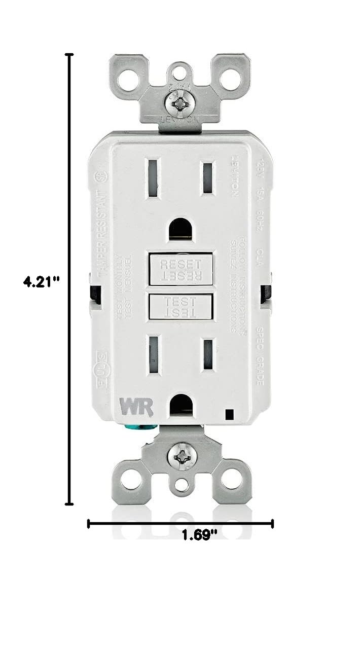 Leviton GFCI Weather-Resistant Outlet, 15 Amp, Self Test, Tamper-Resistant with LED Indicator Light, Outdoor Locations, GFWT1-W, White