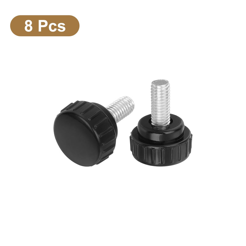 uxcell 8Pcs Round Knurled Thumb Screws, M8 x 16mm Carbon Steel Zinc Plated Thread Thumbscrew Clamping Knob Screw for Quick Replacement Screws, Black 8