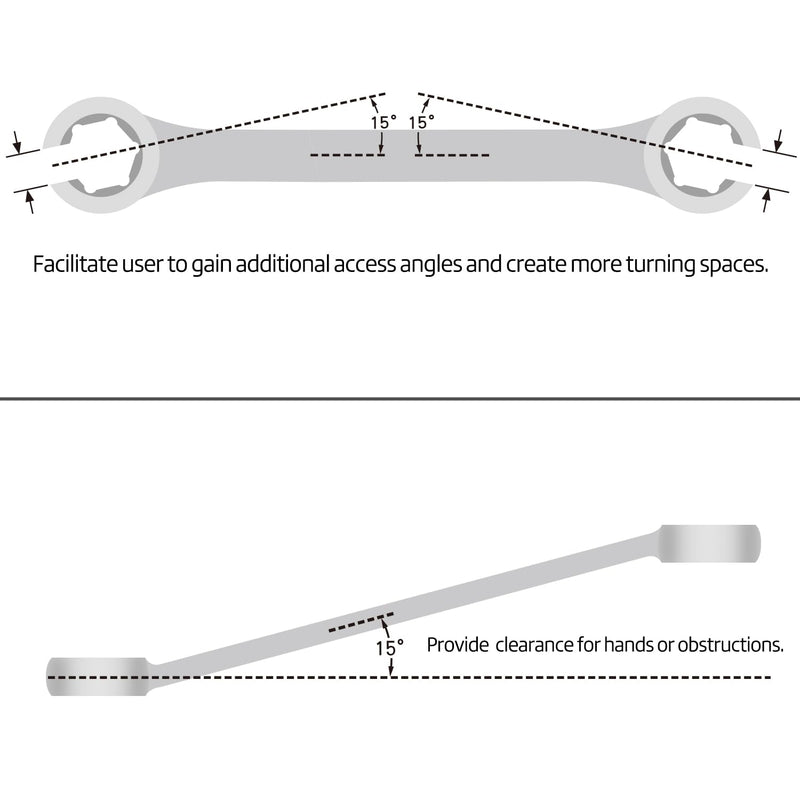 3-Piece Premium Double-End SAE Flare Nut Wrench Set, Size 3/8”, 7/16”, 1/2”, 9/16”, 5/8”, 11/16” | Cr-V Steel, 6-Point Head, 15° Offset | Perfect Line Wrench for Fuel, Brake, Air Conditioning and More SAE Set, 3-Piece