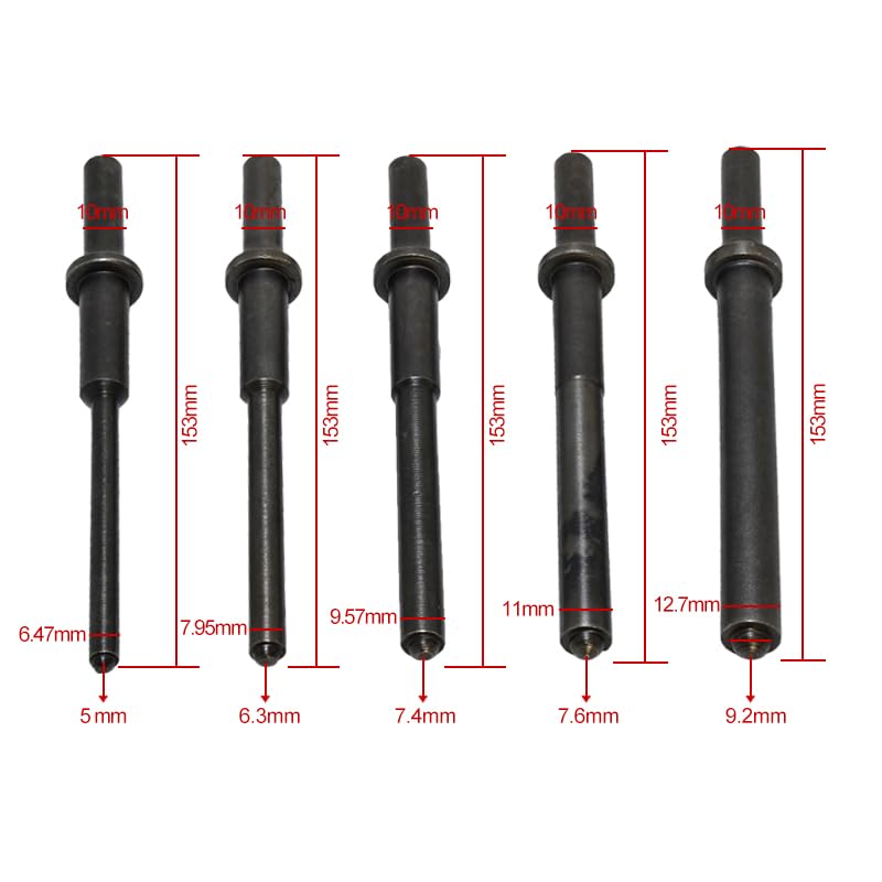Pneumatic Roll Pin Punch Set .401" Air Hammer Pilot Punch 1/4" to 1/2" 153mm for Removing Roll Pins Hollow Tension Pins