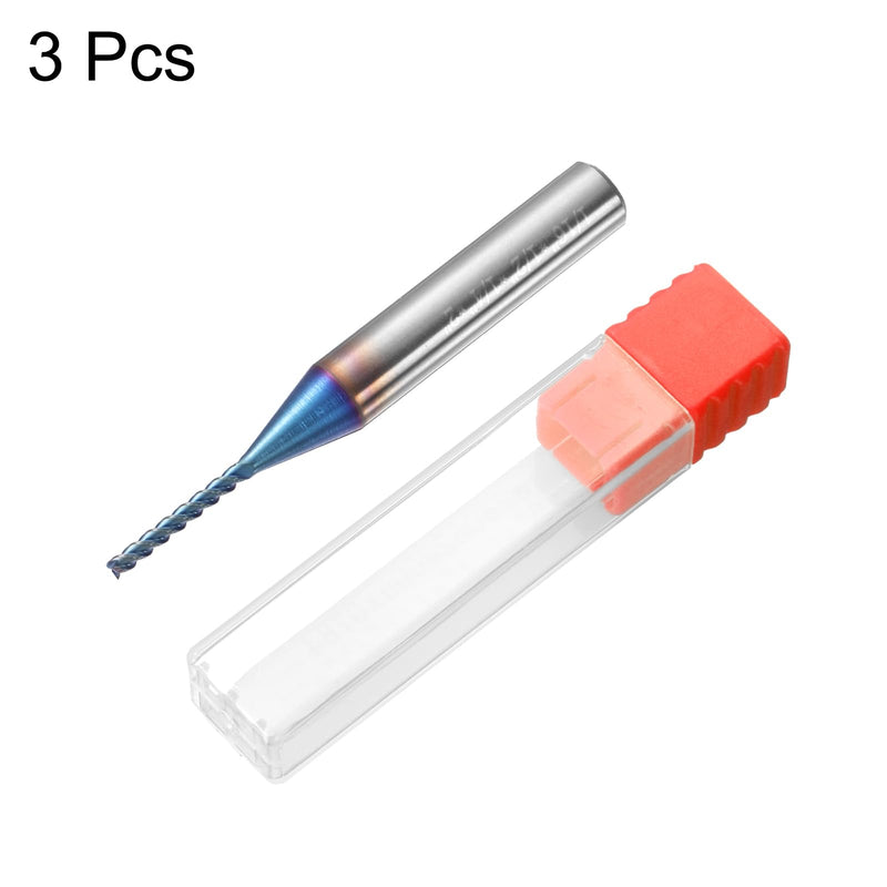 HARFINGTON 3pcs Spiral Router Bit 1/16" Cut Dia 1/4" Shank Up Cut Blue Nano Coated Solid Carbide 3 Flutes CNC End Mill Milling Bits for Wood Plastic Soft Metal (1/2" Cut Length 2" Long) 1/16" x 1/2" x 1/4" x 2"