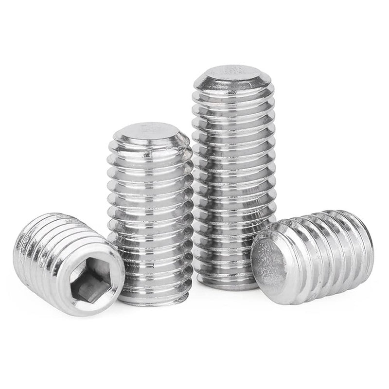 Junter 30pcs M10-1.0 x 8mm Fine Thread Metric A2 Stainless Steel Flat Point Grub Hex Socket Set Screws Metric DIN913