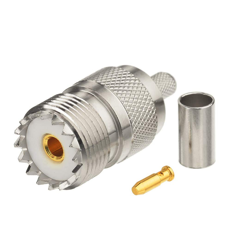wlaniot PL259 Crimp Connectors + SO239 Crimp Connectors Kit PL-259 SO-239 Solder Connector Crimp with RG58 RG142 RG400 LMR195 RG303 RG141 Low Loss Coaxial Coax Jumper Cable Mixed 10pcs