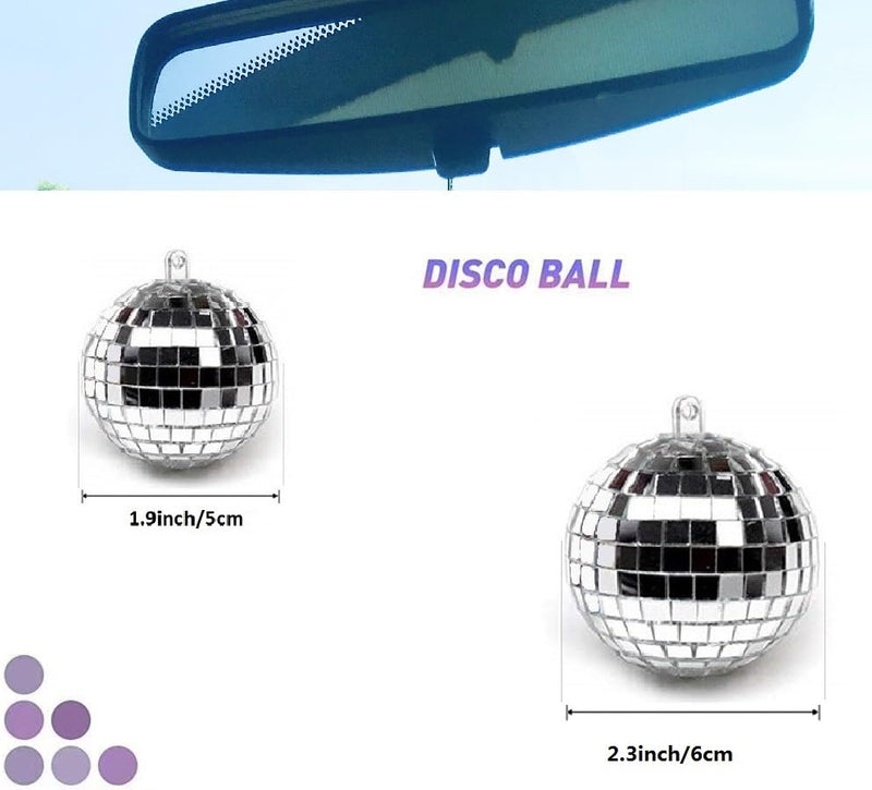 Disco Ball Car Accessory,Mirror Disco Ball Hanging,Car Disco Ball,Disco Car Charm, Rear View Mirror Hanging Accessories (Silver(1.9inch)) Silver(1.9inch)