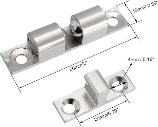 Solid Stainless Steel Cabinet Door Catch,glrovazas 2Pcs Cabinet Latch Roller Catch Furniture Cabinet Door Dual Ball Tension Latch Closet Ball Roller Catch Latch with Screw (50mm) 50mm - NewNest Australia