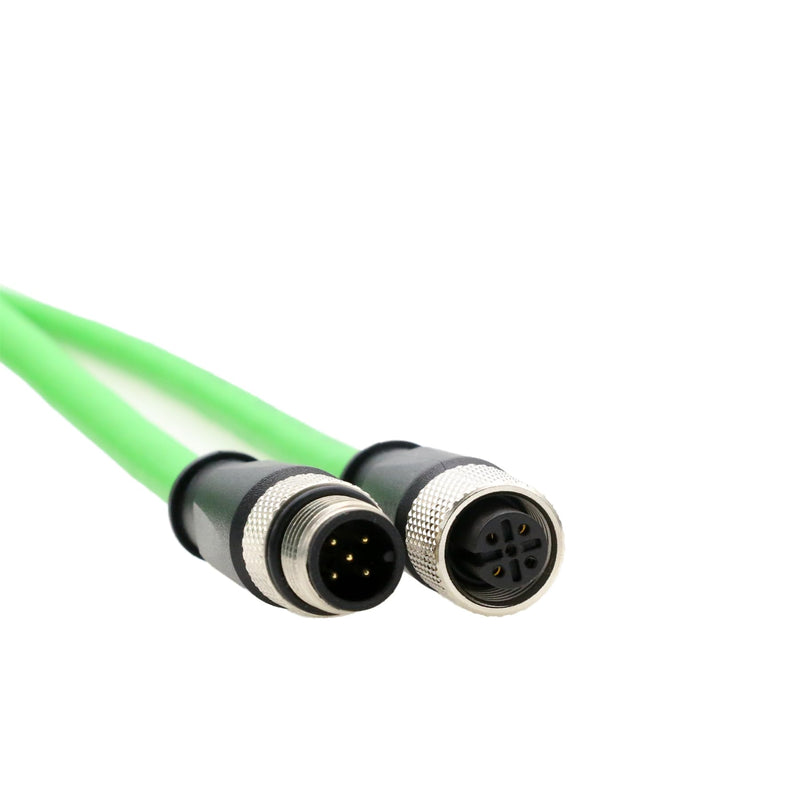 Cable for Industrial Control Automation IO Link Fieldbus NMEA2000 Sensor Device Network CAN Bus, M12 5 Pin, 60V 2A, CAT6, Shielded, Waterproof, Green, 4M