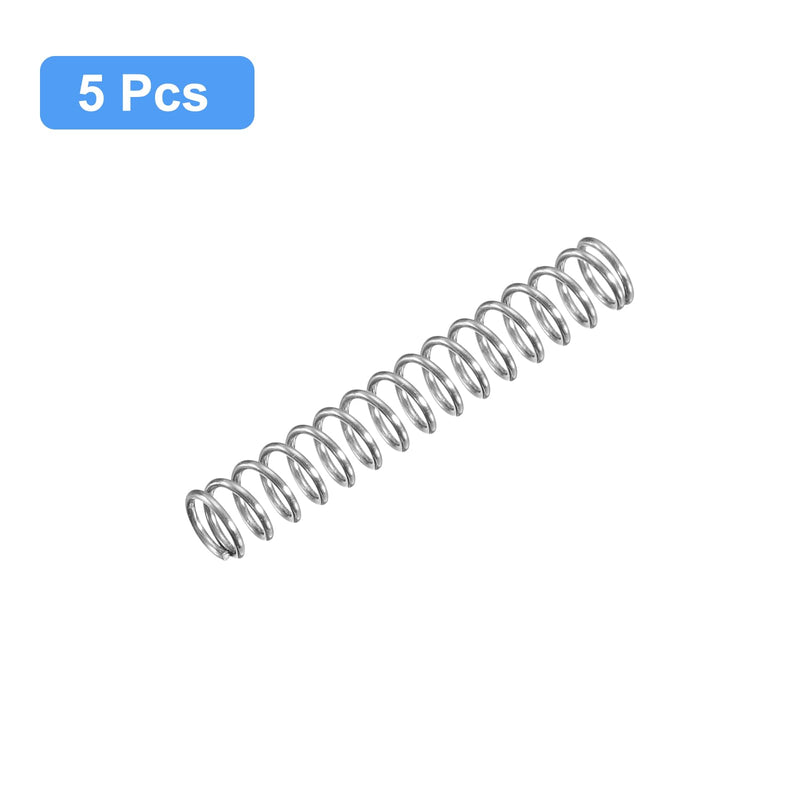 uxcell Compression Spring, 5Pcs 304 Stainless Steel, 4mm OD, 0.5mm Wire Size, 25mm Free Length, Silver Tone 0.5mmx4mmx25mm