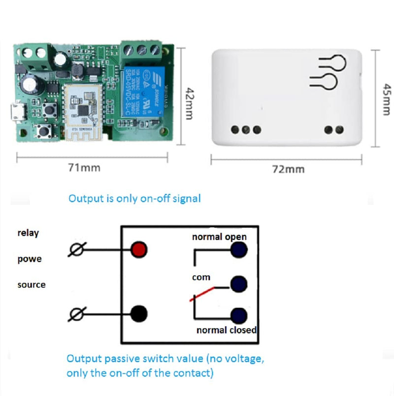 WiFi Smart Switch Relay Module for Home Automation,Add WIFI to access control garage door,eWelink app Remote Dry Contact,Compatible with Alexa,Google assistant (1CH WIFI Bluetooth) 1CH WIFI Bluetooth