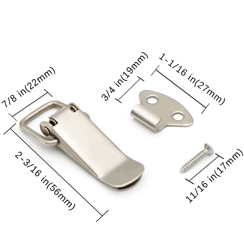 Latch, Stainless Steel Spring Loaded Toggle Latch, Silver Catch Hasp Clamp Clip Lock with High Quality 304 Stainless Steel Screws for Cabinet, Wooden Case, Box, Chest(4 Pack)
