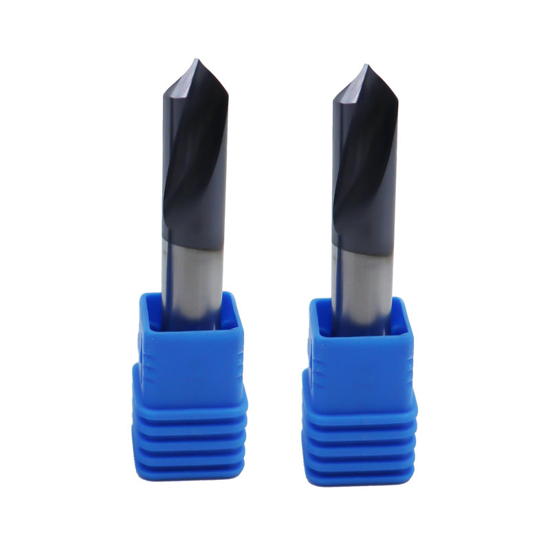2Pcs 3/8in Solid Carbide Spotting Drill,90 Degree,2 Flutes,AlTiN Coated Bits Tool for Medium Hardness Steel, Brass, Iron 2