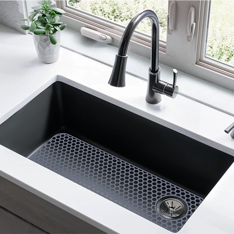 Silicone Sink Protectors for Kitchen Sink - 28.4"x 14.3" Kitchen Protector Accessory, Non-Slip Heat Resistant Mat for Bottom of Farmhouse Porcelain Stainless Steel (Right & Left Drain) 28.4"x 14.3" Right & Left Drain