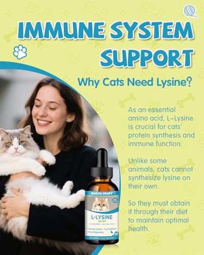 Cat & Dog Ear Cleaner - Gentle Cat & Dog Ear Cleaning Solution - L-Lysine for Cats,Lysine Drops Immune Support Supplement