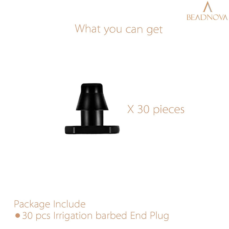 BEADNOVA Drip Irrigation Connectors 30 Pcs 1/4 Inch Barbed Connector Drip Line Plugs End Plugs Irrigation Connectors for 1/4 Inch Drip Tubing Water Tubing Gardening Irrigation Supplies (30pcs) 30pcs