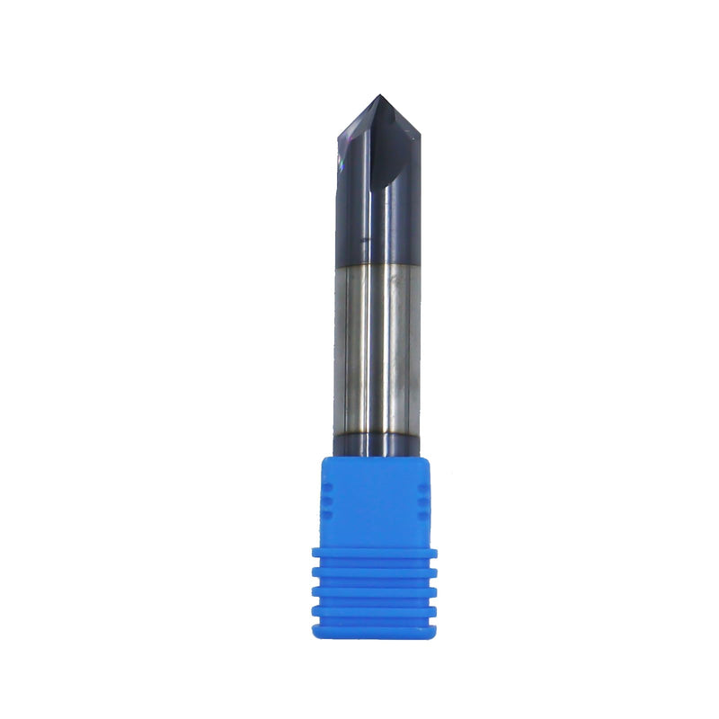 1/2in Solid Carbide End Mill,Chamfer Mill-Double End,4 Flutes,90° Chamfer Angle,AlTiN Coated Bits Tool for Medium Hardness Steel, Brass, Iron 1/2in, 4 Flute