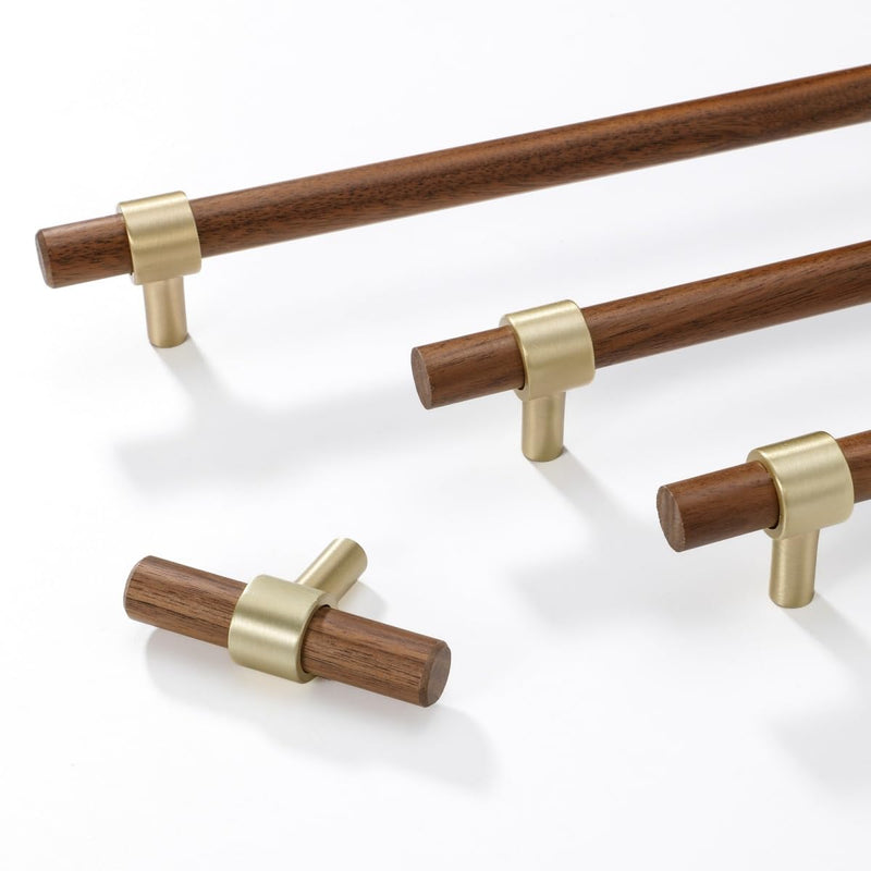6 Pack Zinc Alloy Black Walnut Kitchen Pulls Cabinets Furniture Pull for Dresser Wardrobe Cupboard Drawer Knobs Pulls Handles 3.78 Inch (96 mm) Hole Center 6