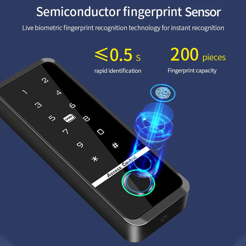 WiFi Access Control Keyboard Fingerprint Door Lock 125Khz EM+13.56Mhz MF RFID Card Reader Controler Keypad Intercom System,Smart Lock Electronic System Tuya App Control Waterproof IP67