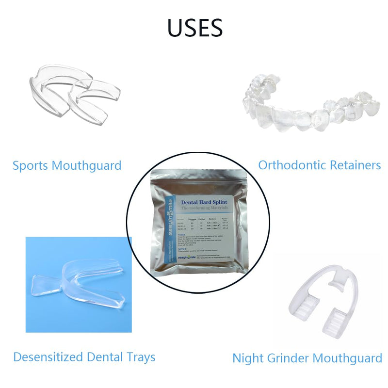 Dental Hard Splint 10 pcs Vacuum Forming Splint 2.0MM Lab Orthodontic Splint Thermoforming Material for Vacuum Forming Machine (2.0MM)