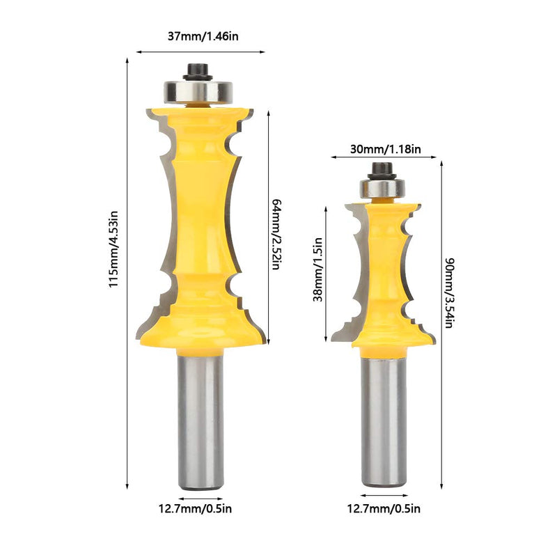 1/2 Inch Crown Molding Router Bits, Set of 2 Shank Woodworking Milling Carbide Cutter, Precise Crown Molding Tool